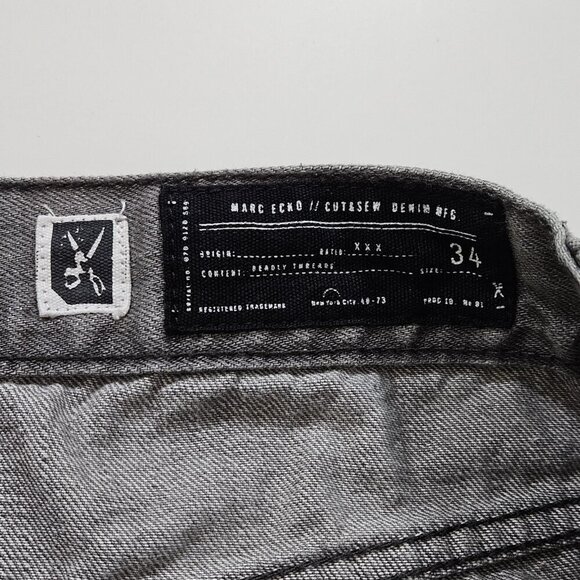Marc Ecko Jeans Men 34 Gray Straight Leg Pockets Cotton Hippie Grunge Streetwear - Picture 3 of 16